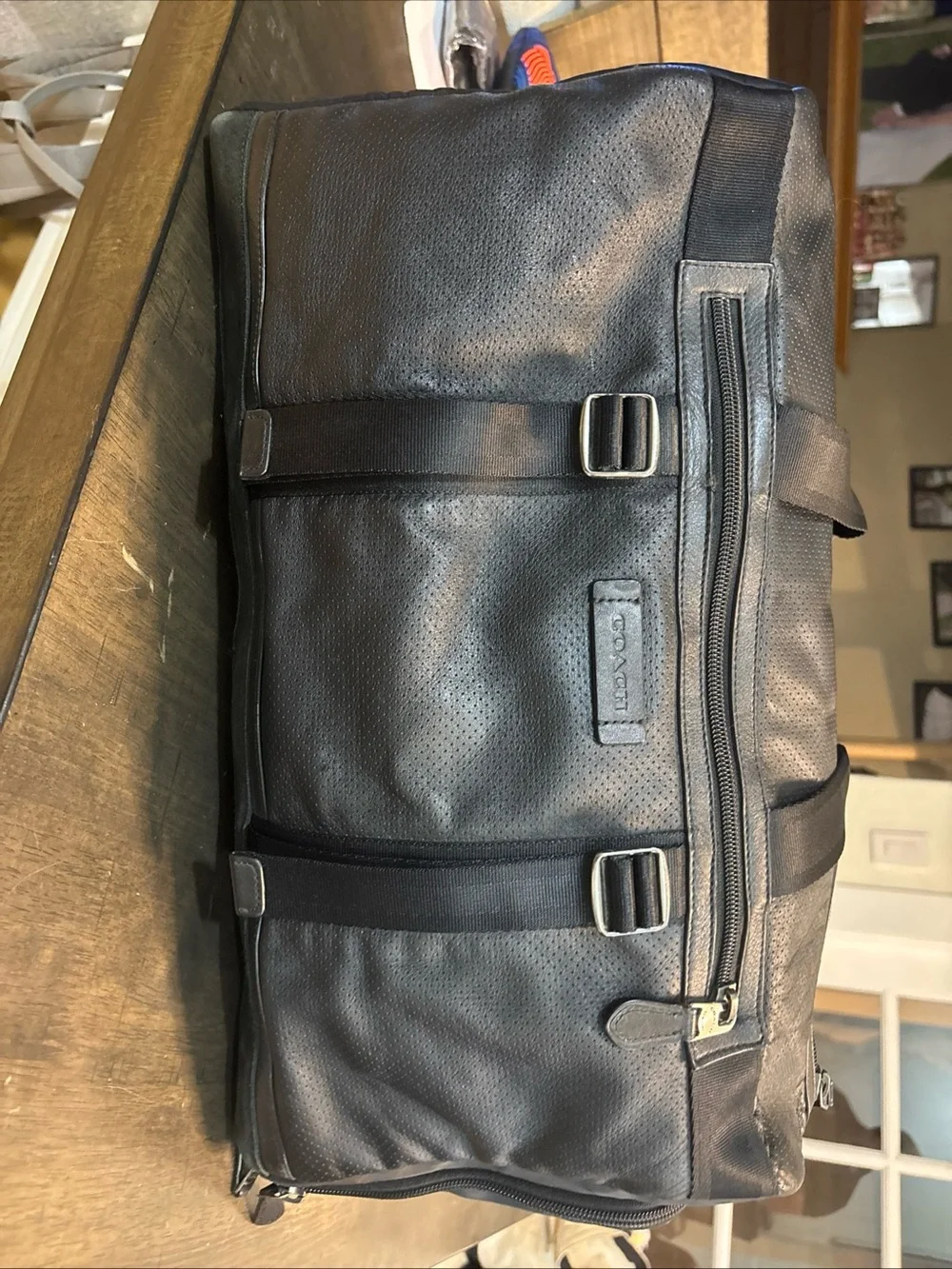 Coach Leather Travel Duffel Bag - Black